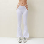 Women's Flared Leggings with Cut-Out Design