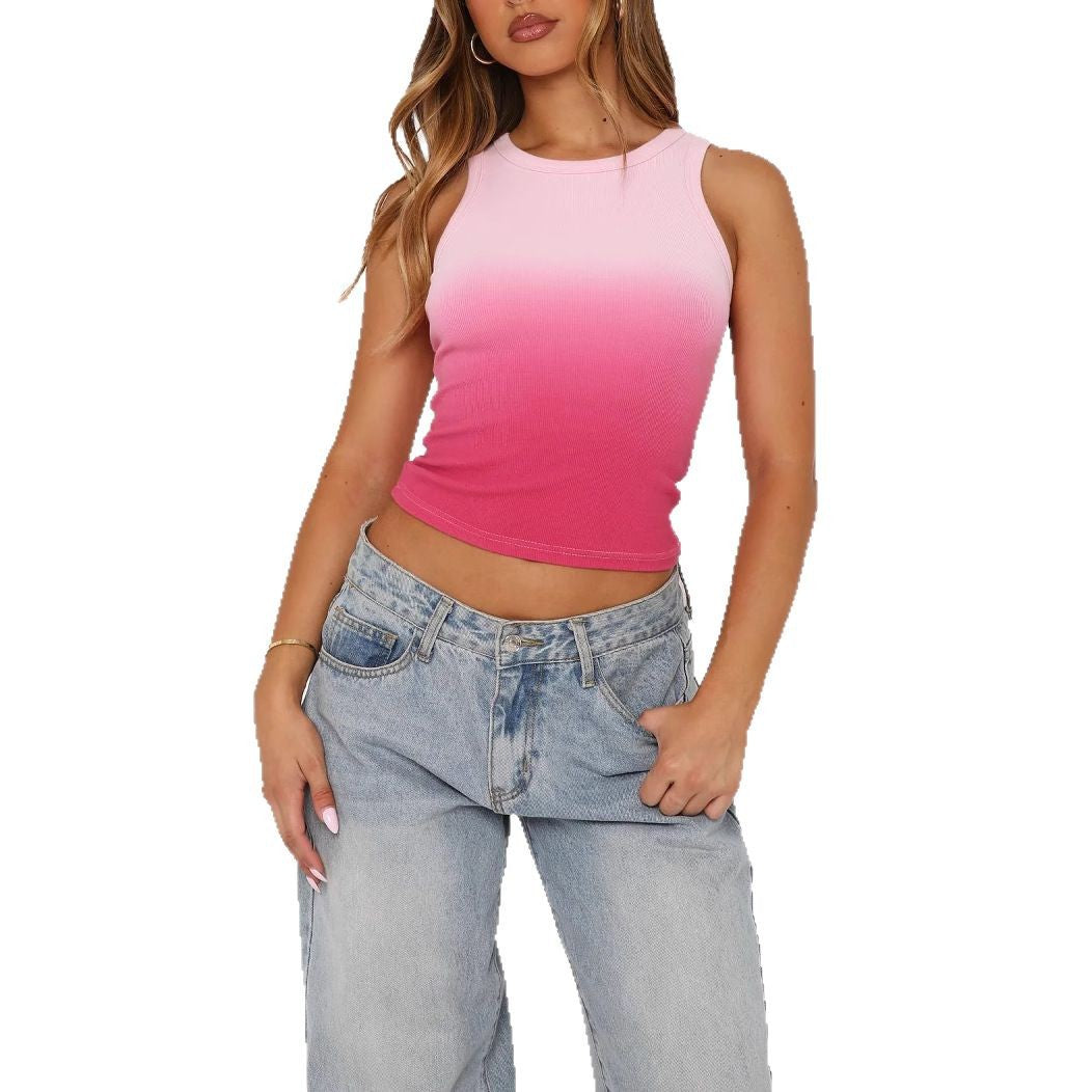 Women's Sleeveless Ribbed Top with Gradient