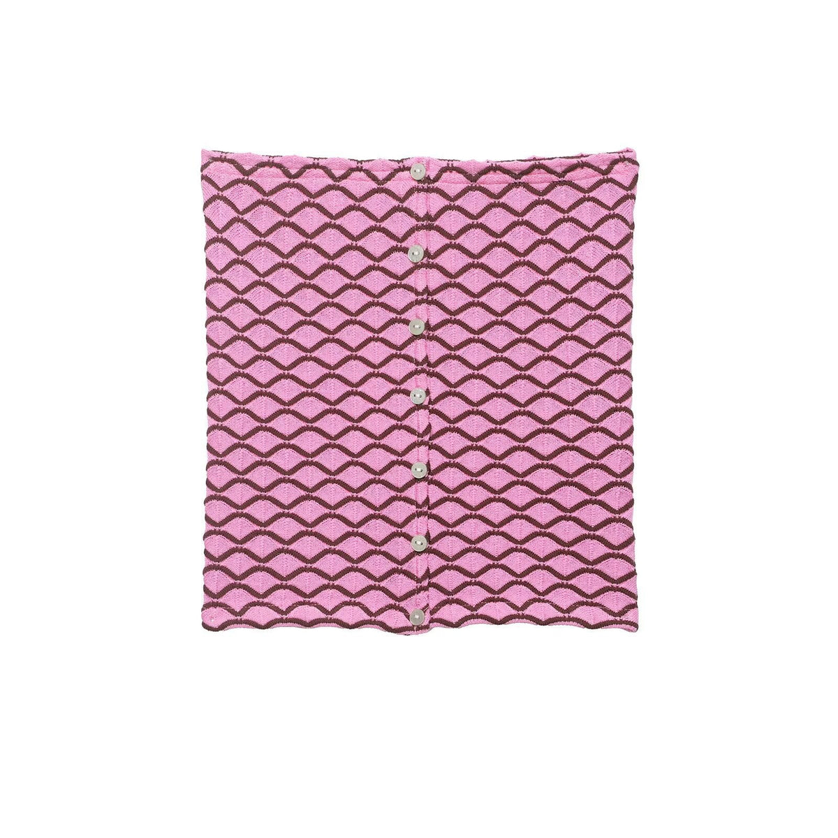 Women's Midi Skirt with Wavy Pattern and Decorative Buttons