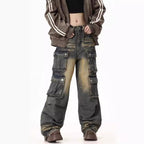 Women's Wide-Leg Cargo Jeans with Side Pockets