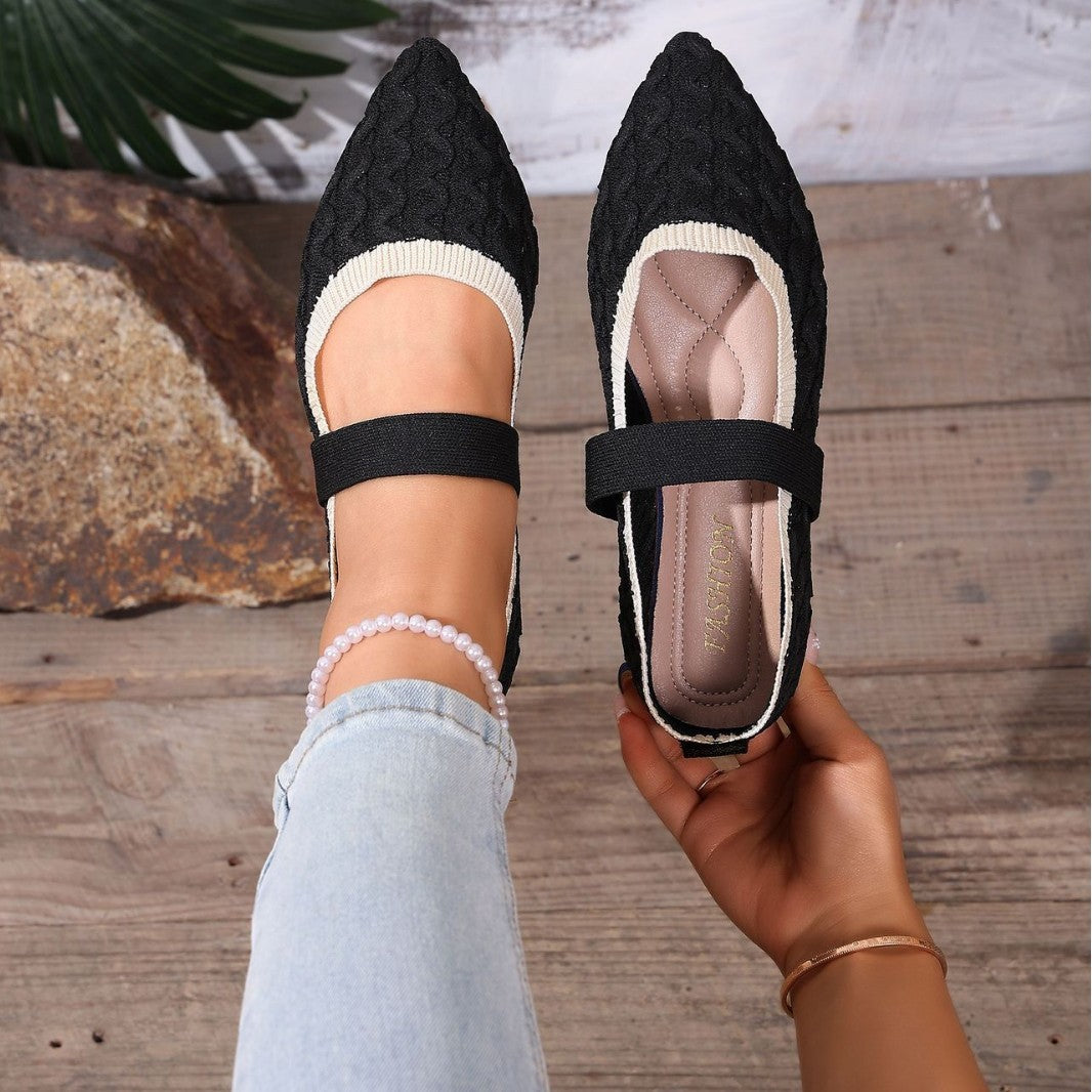 Women's Ballet Flats with Elastic Strap Design