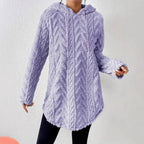 Women's Cozy Textured Hooded Knit Sweater