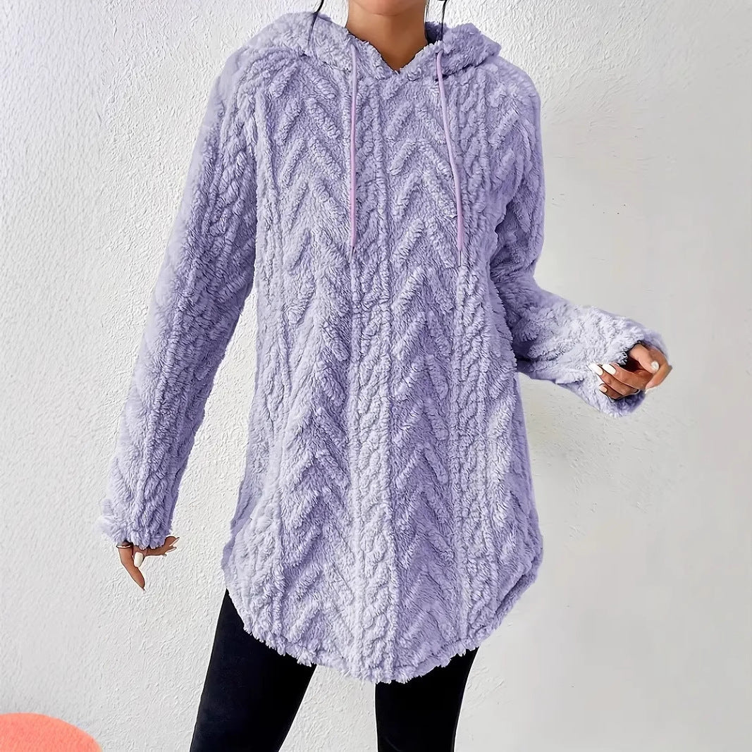 Women's Cozy Textured Hooded Knit Sweater