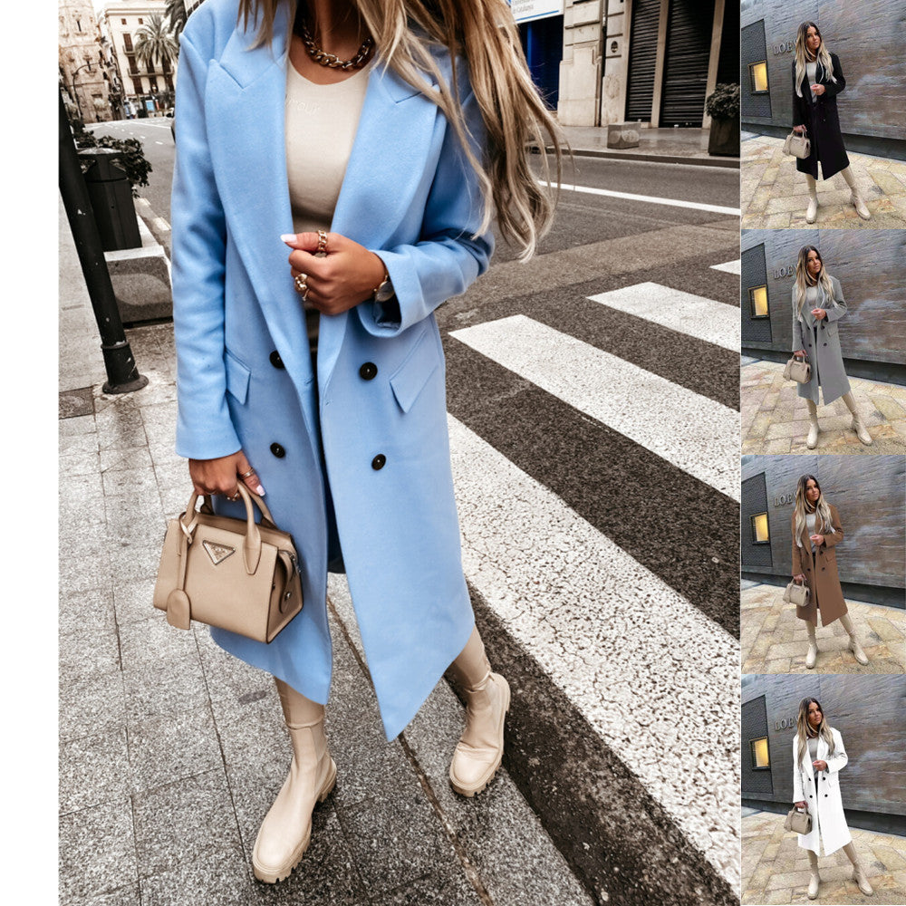 Women's Elegant and Timeless Double-Breasted Wool Coat