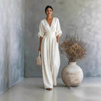 Women's Jumpsuit with Elegant V-Neck and Wide Leg