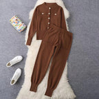 Women's Elegant Knit Suit Set with Button Details