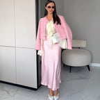 Women's Elegant Short Jacket with Textured Surface and Feminine Details