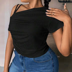 Women's Asymmetrical Ruffle Stretch Top