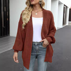 Women's Delicate Chunky Knit Cardigan with Iridescent Sleeves