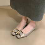 Women's Ballet Flats with Elegant Buckle and High-Quality Patent Finish