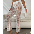 Women's Crochet Summer Pants with Wide Leg and Elastic Waist