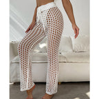Women's Crochet Summer Pants with Wide Leg and Elastic Waist