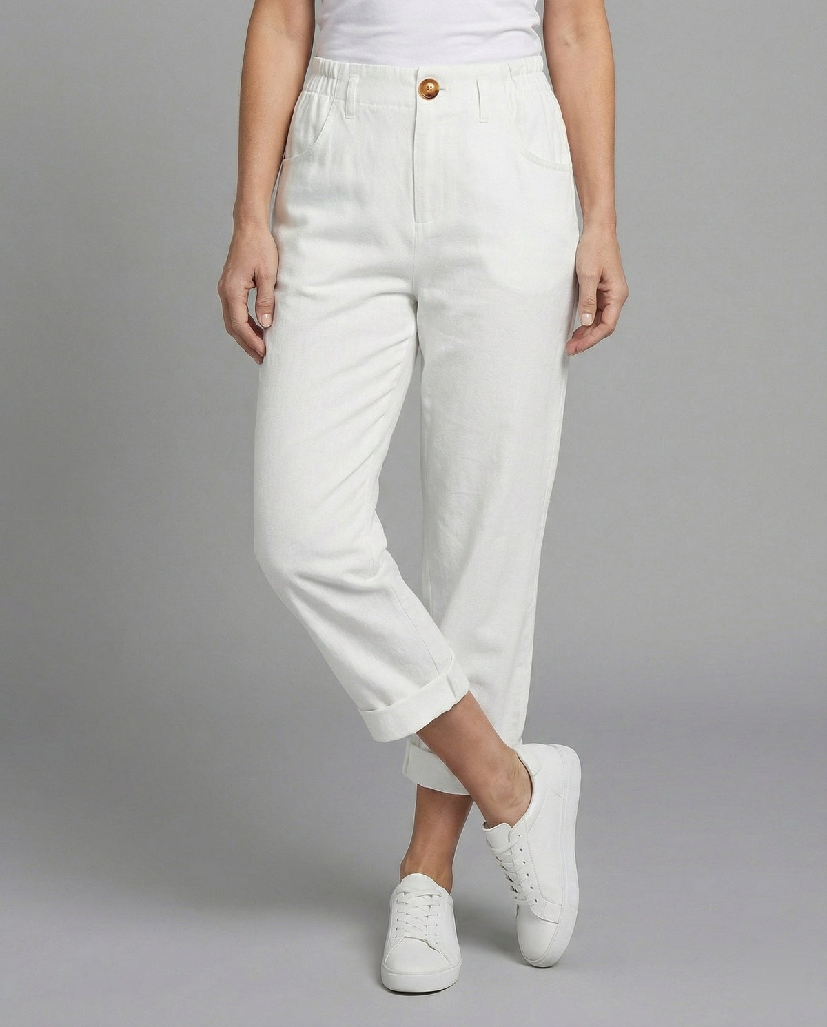 Women's Comfortable Chino Pants with Rolled Hem