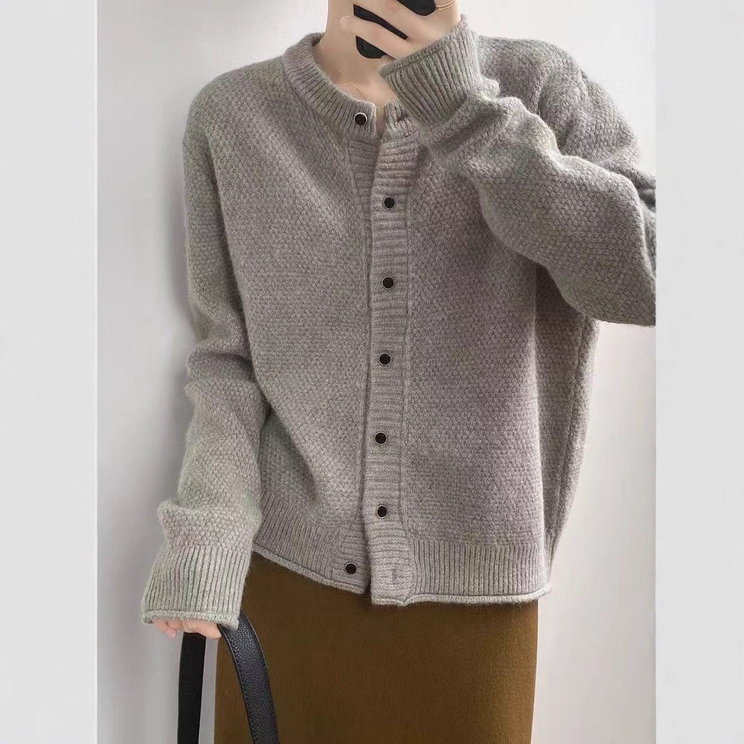 Women's Chunky Knit Cardigan with Button Closure