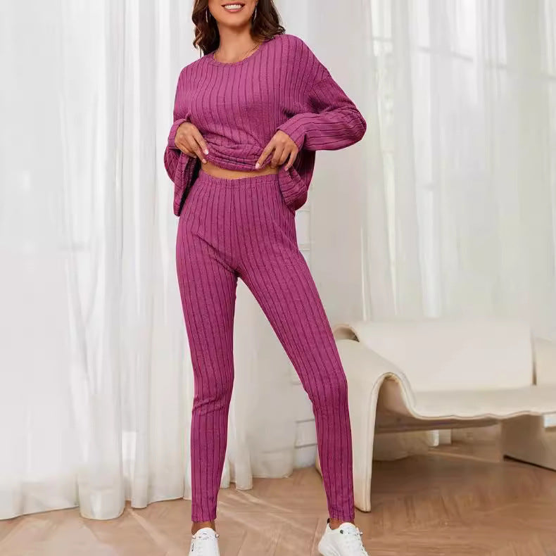 Women's Casual Ribbed Knit Set