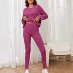 Women's Casual Ribbed Knit Set