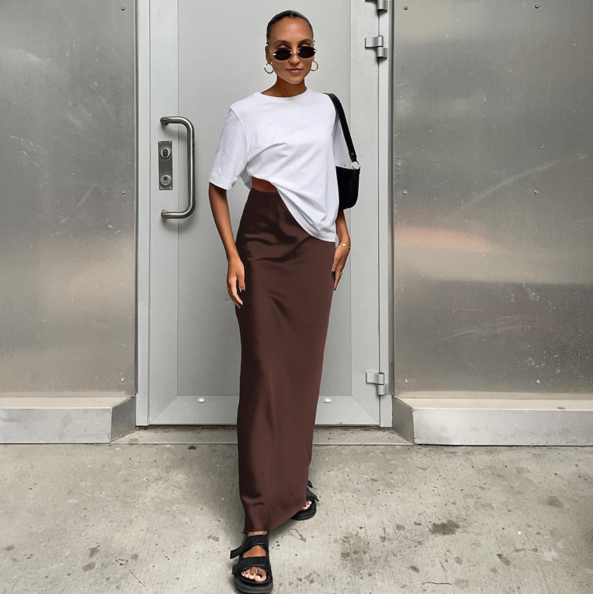 Women's High-Waisted Maxi Skirt with Side Slit