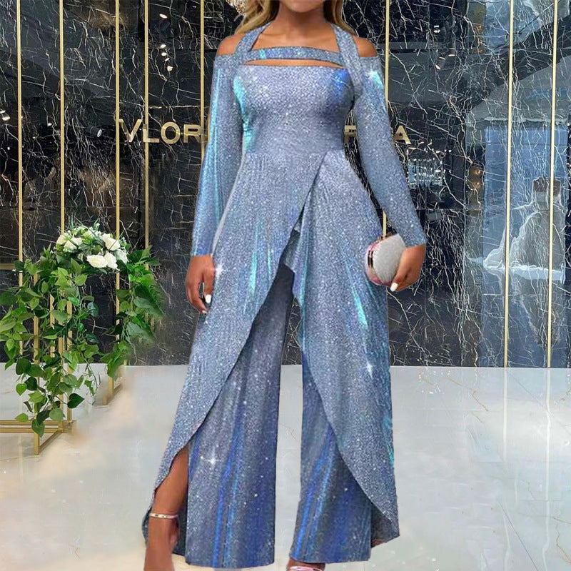 Glamorous Functional Jumpsuit with Shimmer Effect