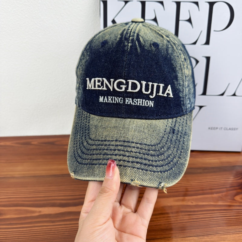 Men's Distressed Denim Baseball Cap