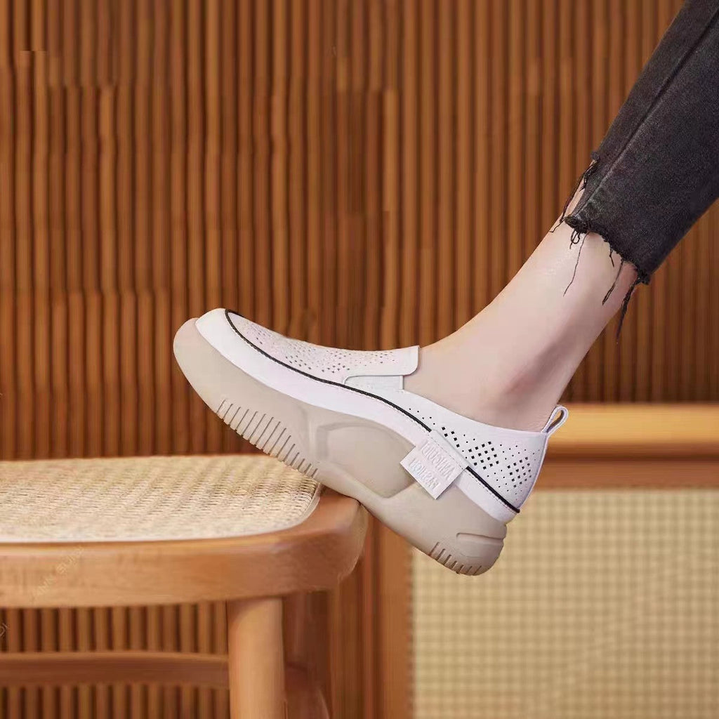Women's Breathable Slip-On Sneakers with Fashionable Hole Design
