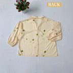 Women's Blouse with Ruffle Details and Floral Embroidery