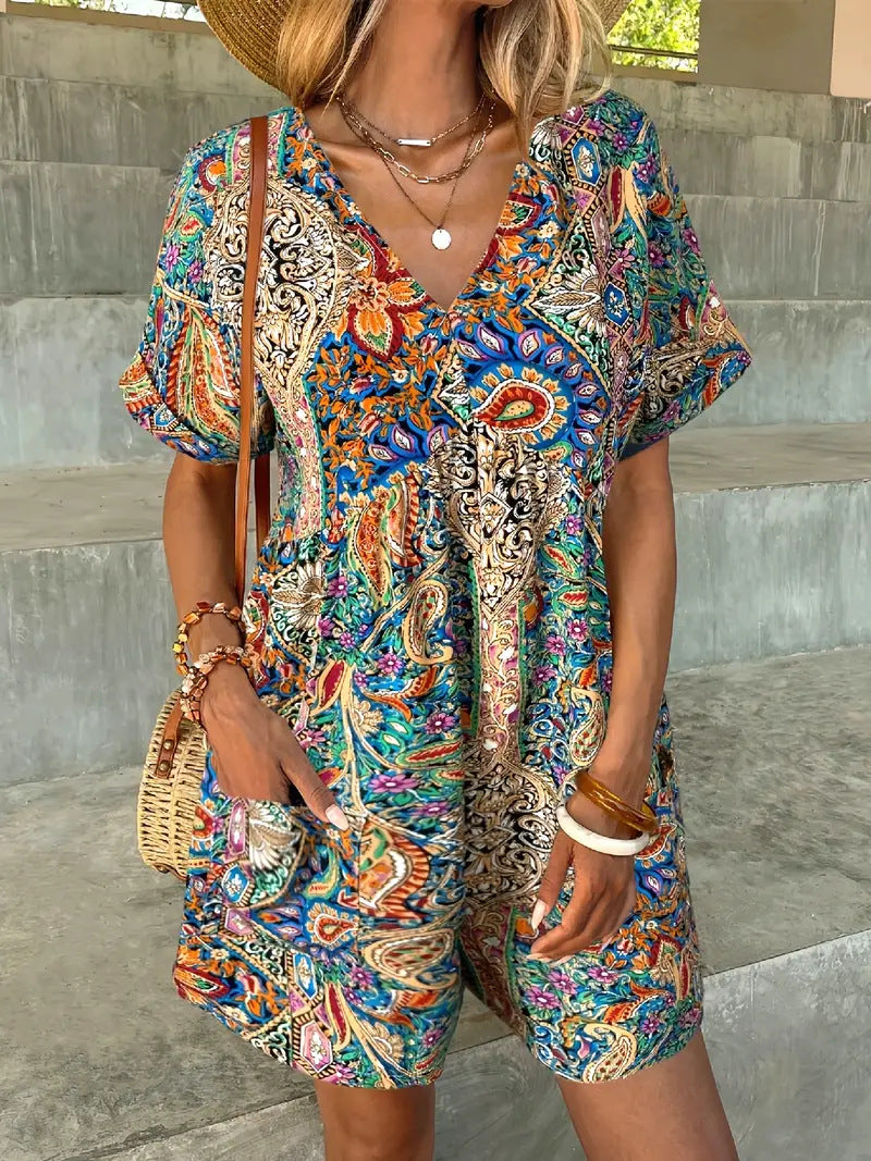 Casual V-Neck Wrap Jumpsuit