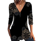 Women's Floral Blouse with V-Neck
