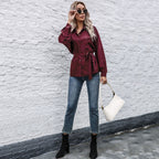Elegant Satin Shirt Blouse with Waist Belt