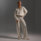 Women's Casual Polo Shirt and Wide Leggings Set