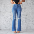 Women's Flared Jeans with Distressed Details
