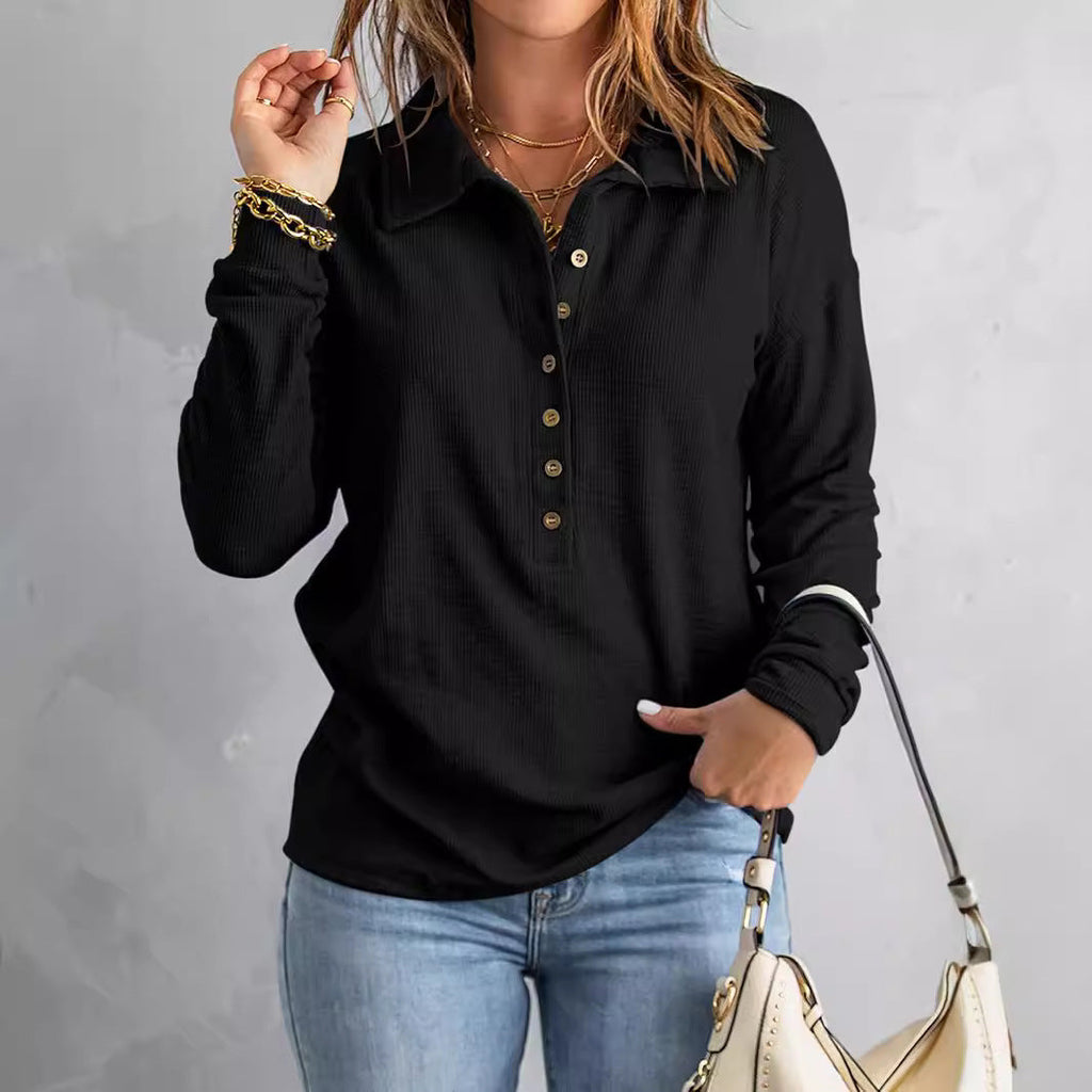 Women's Long-Sleeve Blouse with Button-Down Collar