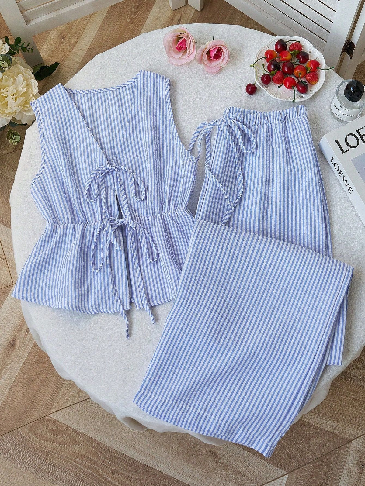 Women's Relaxed Two-Piece Set with Adjustable Ties