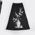 Women's Flared Maxi Skirt with Floral Vase Print