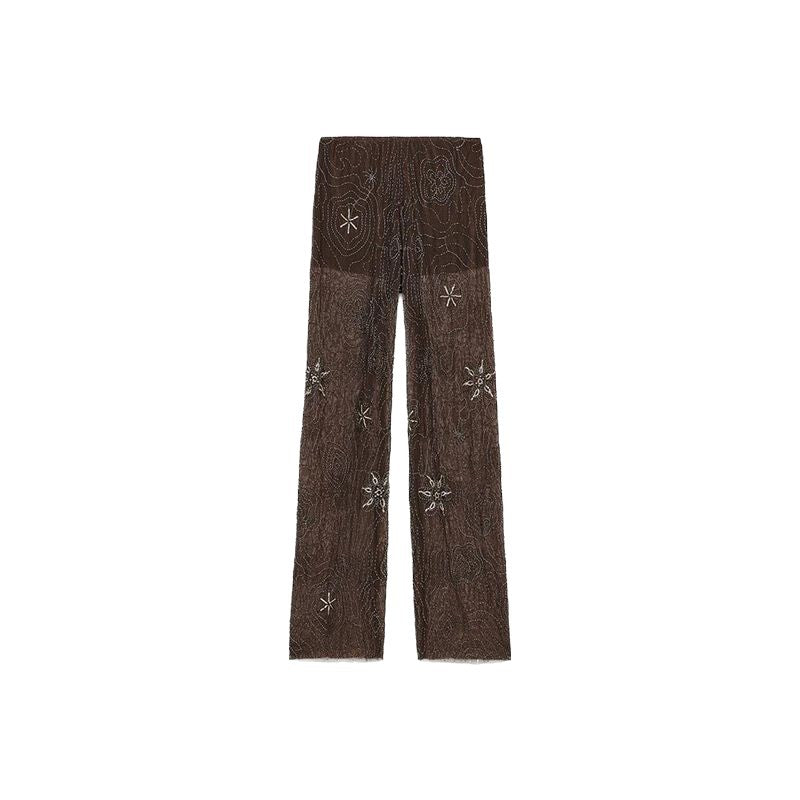 Women's Elegant Embroidered Sequin Palazzo Pants