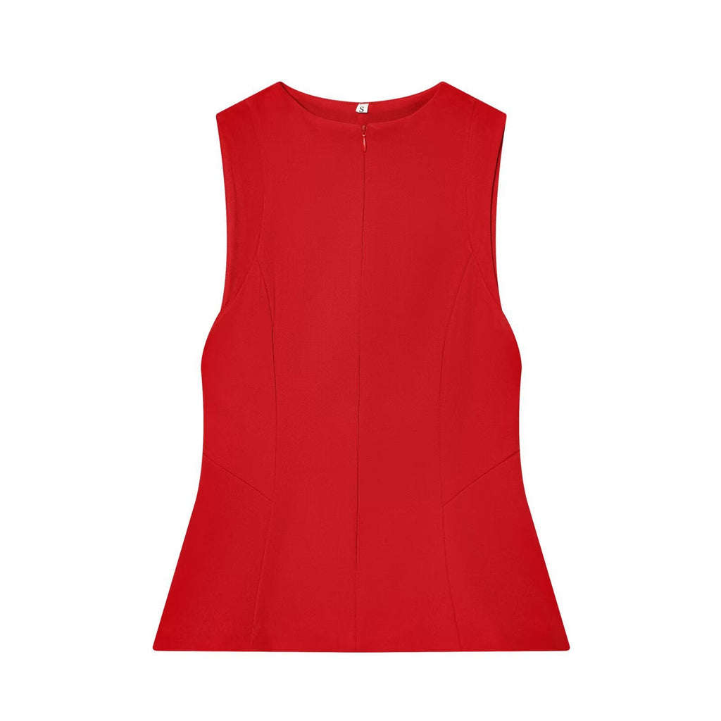 Women's Sleeveless Top with Elegant Cut and Fine Waist