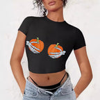 Women's Crop T-Shirt with Creative Comic Motif