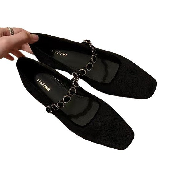 Women's Ballet Flats with Strap and Embellishments