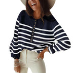 Women's Patterned Knit Sweater with Button Placket