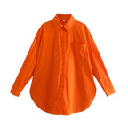 Women's Long-Sleeve Blouse with Elegant Cut and Cotton Fabric