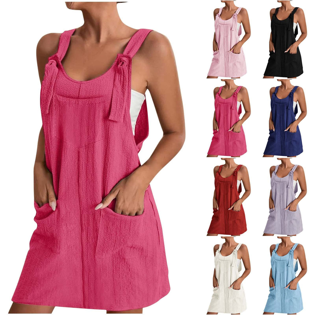 Women's Casual Jumpsuit with Pockets and Adjustable Straps