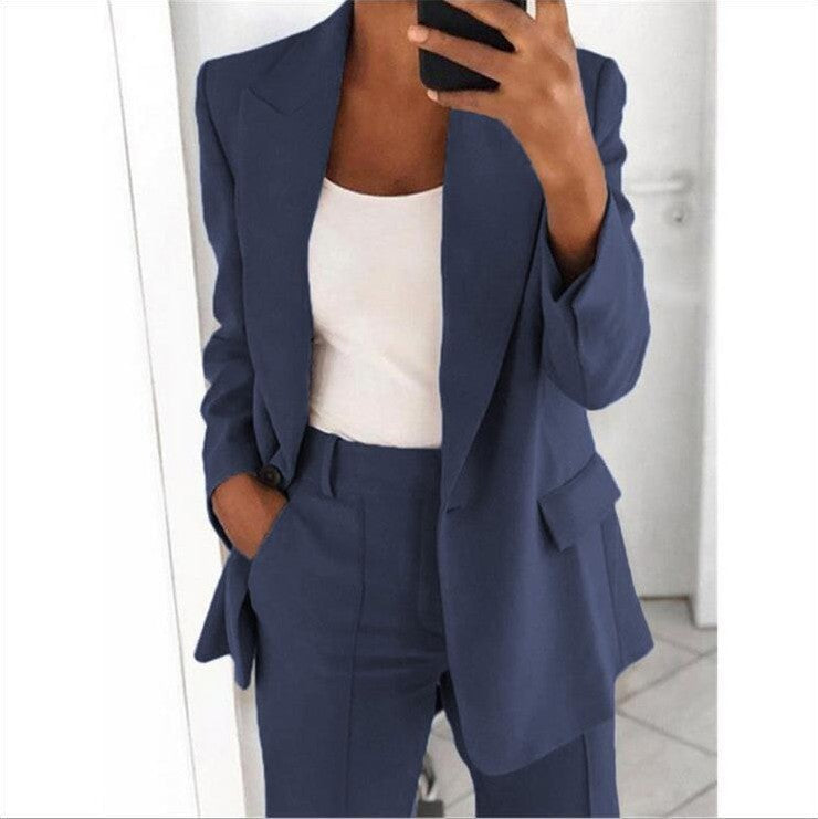 Women's Business Blazer Set with Oversized Silhouette