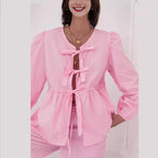 Women's Blouse with Playful Ruffle Details and Gathering