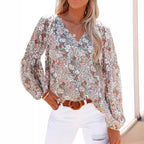 Women's Floral Blouse with V-Neck