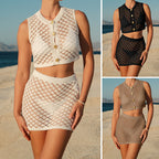 Women's Knitted Crop Top and Mini Skirt Set