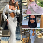 Elegant and Airy Beach Robe with Deep V-Neck and Silky Finish