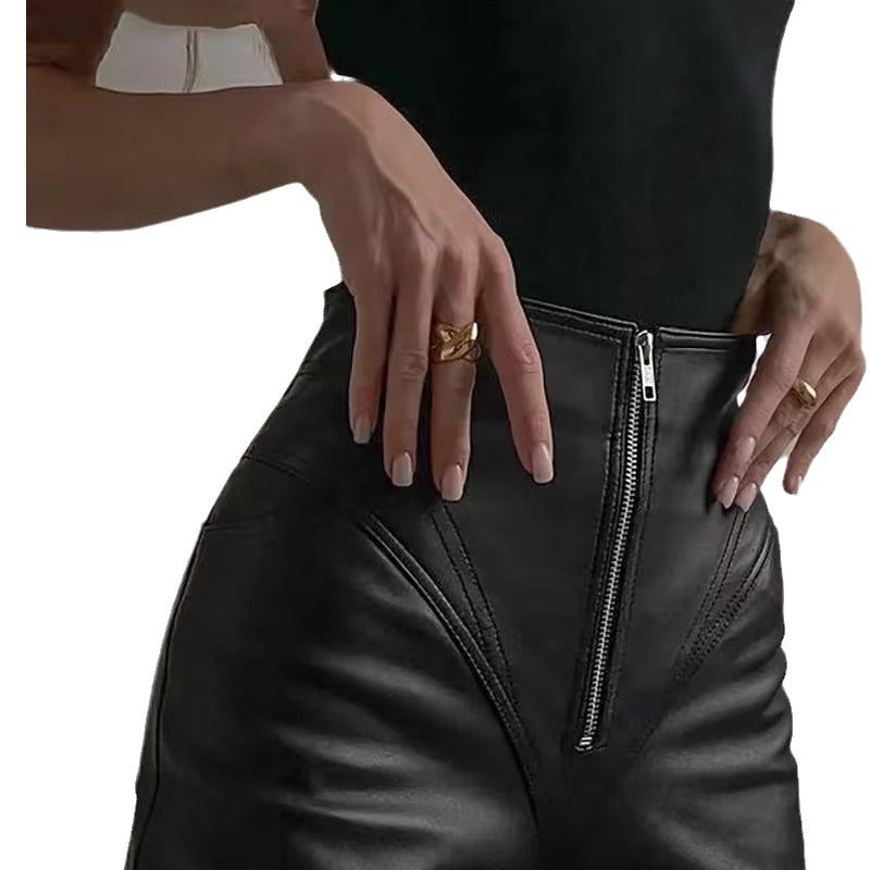 Women's High-Waisted Faux Leather Pants