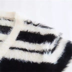 Cozy Women's Knit Cardigan with Modern Striped Pattern
