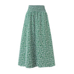 Women's Maxi Skirt with Elastic Waist and Floral Design