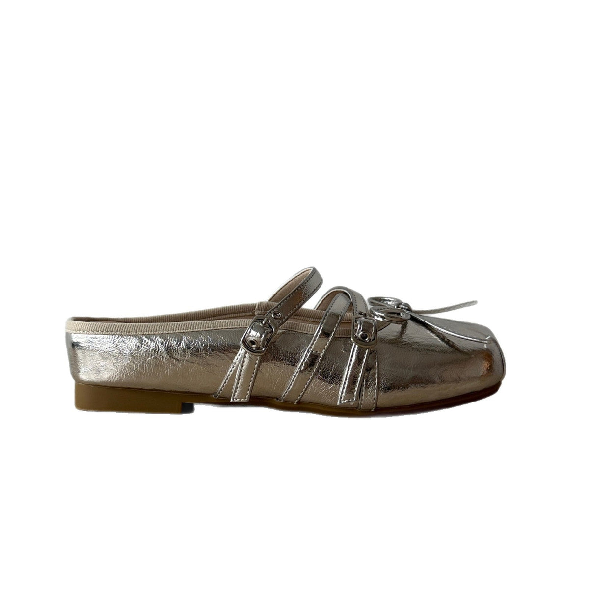Women's Ballet Flats with Elegant Bow Appliqué and Shimmering Upper