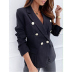 Women's Double-Breasted Blazer with Elegant Lapels